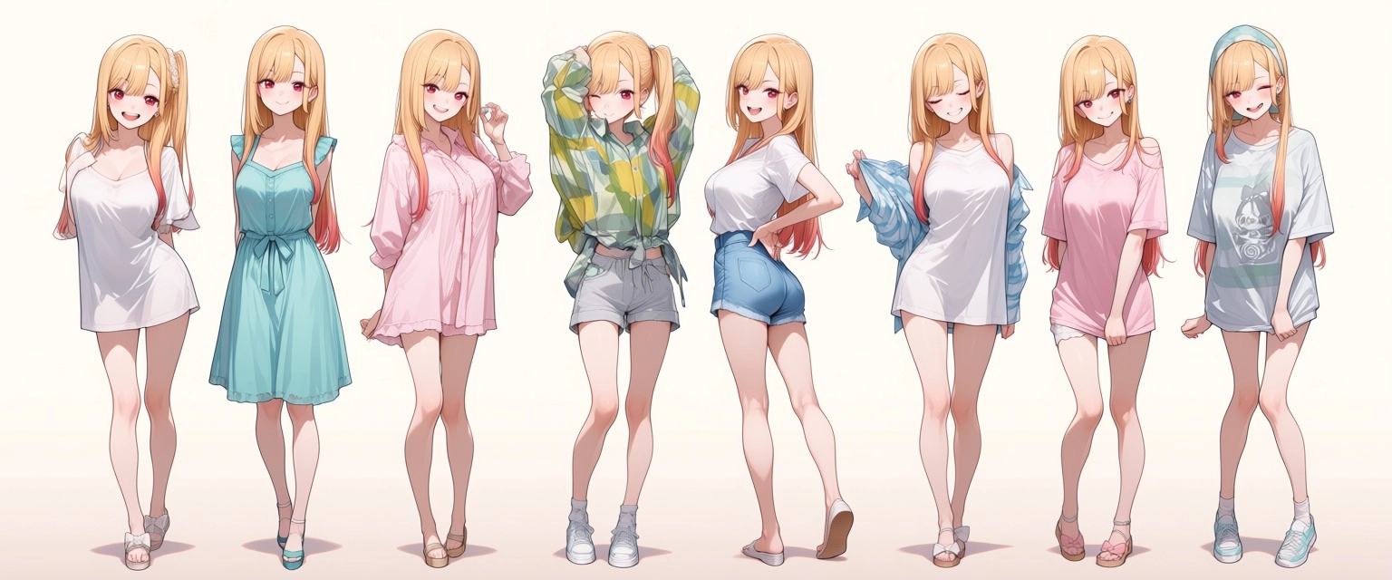 Have Marin Kitagawa from dress up my little darling. Have her be casual clothes and have her lifting her shirt showing a