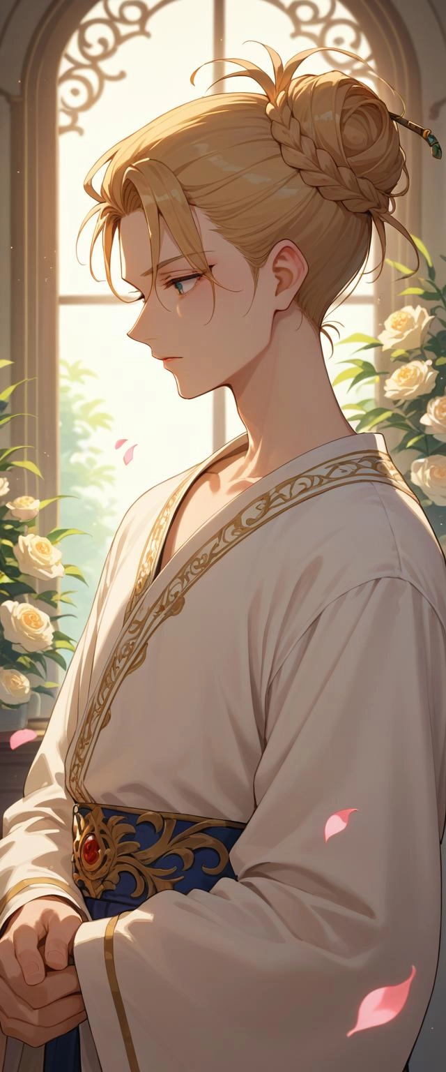 The scene is framed by whispers of ivy, leaving only the sensuous silhouette of her lips, which seem to dance with the e