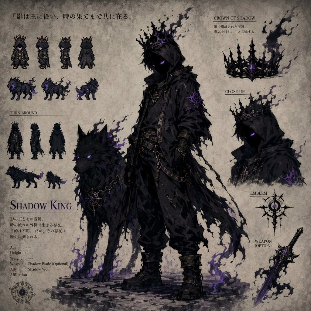 Concept art for an anime inspired almost silhouette guy with black hoodie and purple eyes face not visible wearing a cro