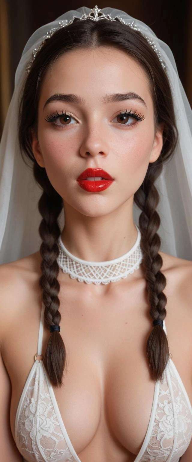 ​In the heart of the image, where light sculpted intimate details, the face of a young woman with Asian features seemed 