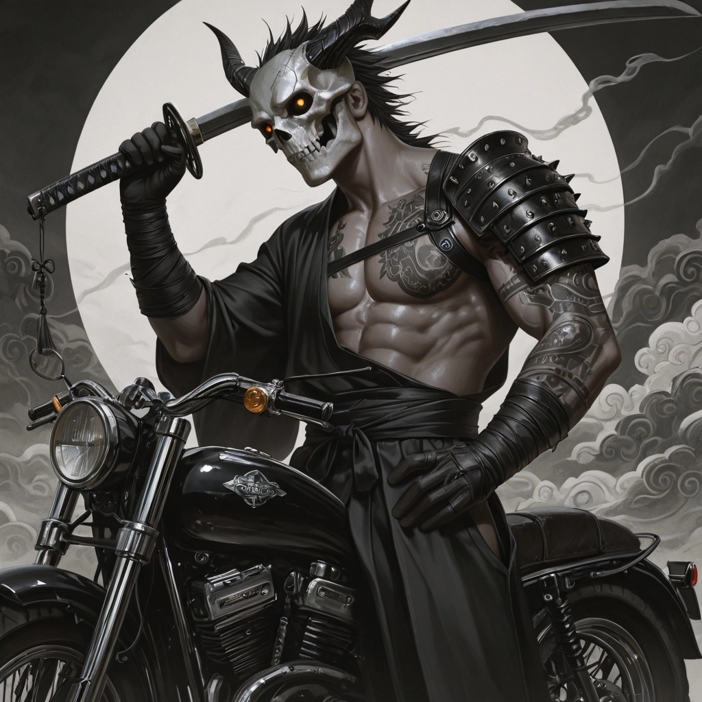 1man, muscular body, full sleeve tattoo from forearm to upper arm and across chest, black and grey tattoo design, terrif