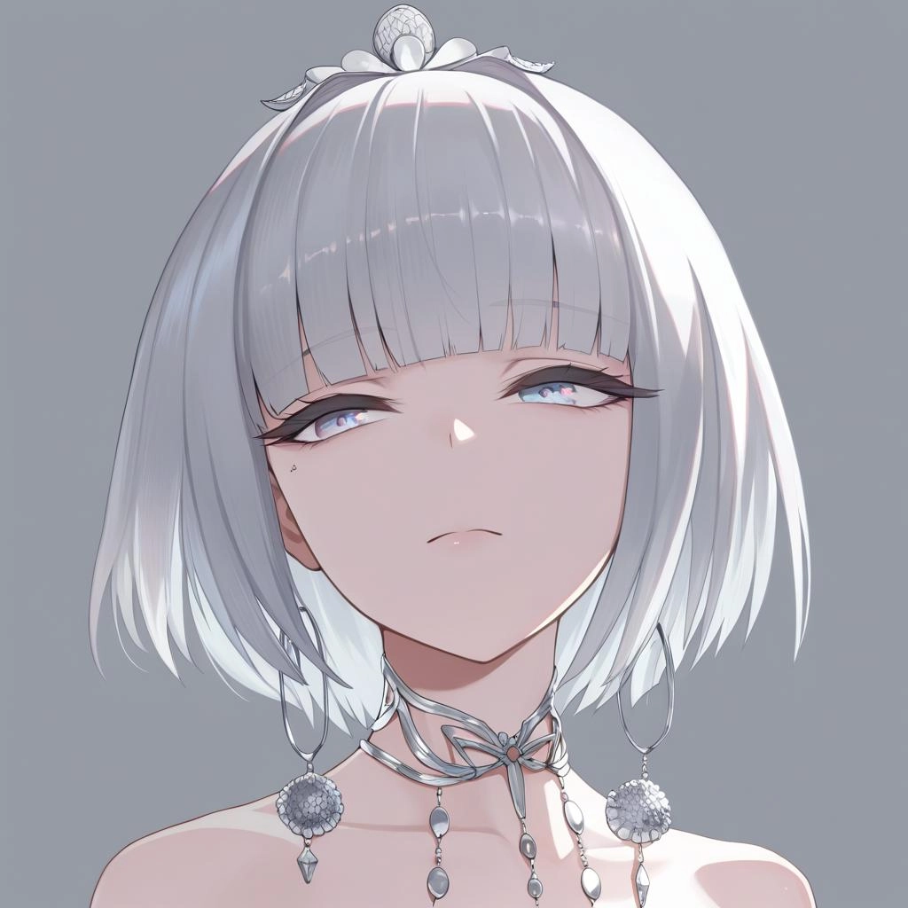 A sleek, chrome-plated robotic geisha meticulously arranging delicate digital flowers in a minimalist, high-tech zen gar