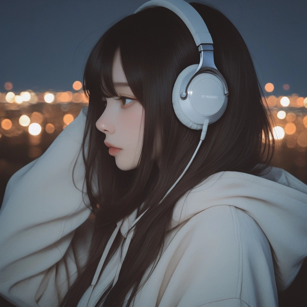 boy, oversized hoodie, wearing headphones,