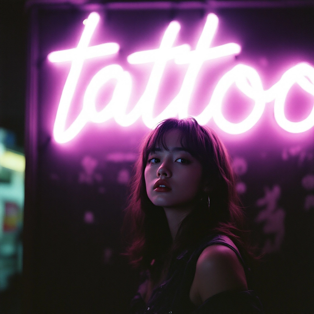 1980 film photography, grainy, soft contrast, warm colors,  amateur model art photography, japanese woman in 1980s city-