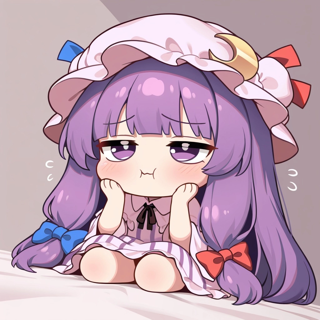1girl, Patchouli Knowledge from Touhou, small, cute, adorable, chibi