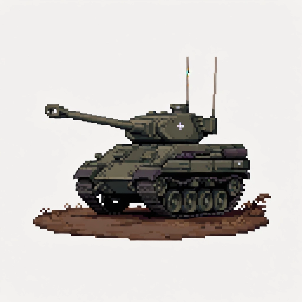 Orthographic 3 quarters view Projection. Strategy game style art. sci-fi combat tank. Tracked tank with two large flamet