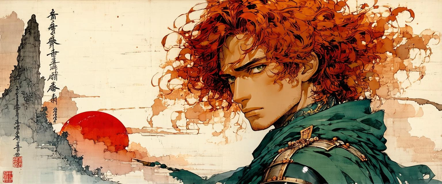 color ink etching style, 1980's japanese rpg, amano art style{masterpiece} {1980's amano art style}, {surreal} {color in