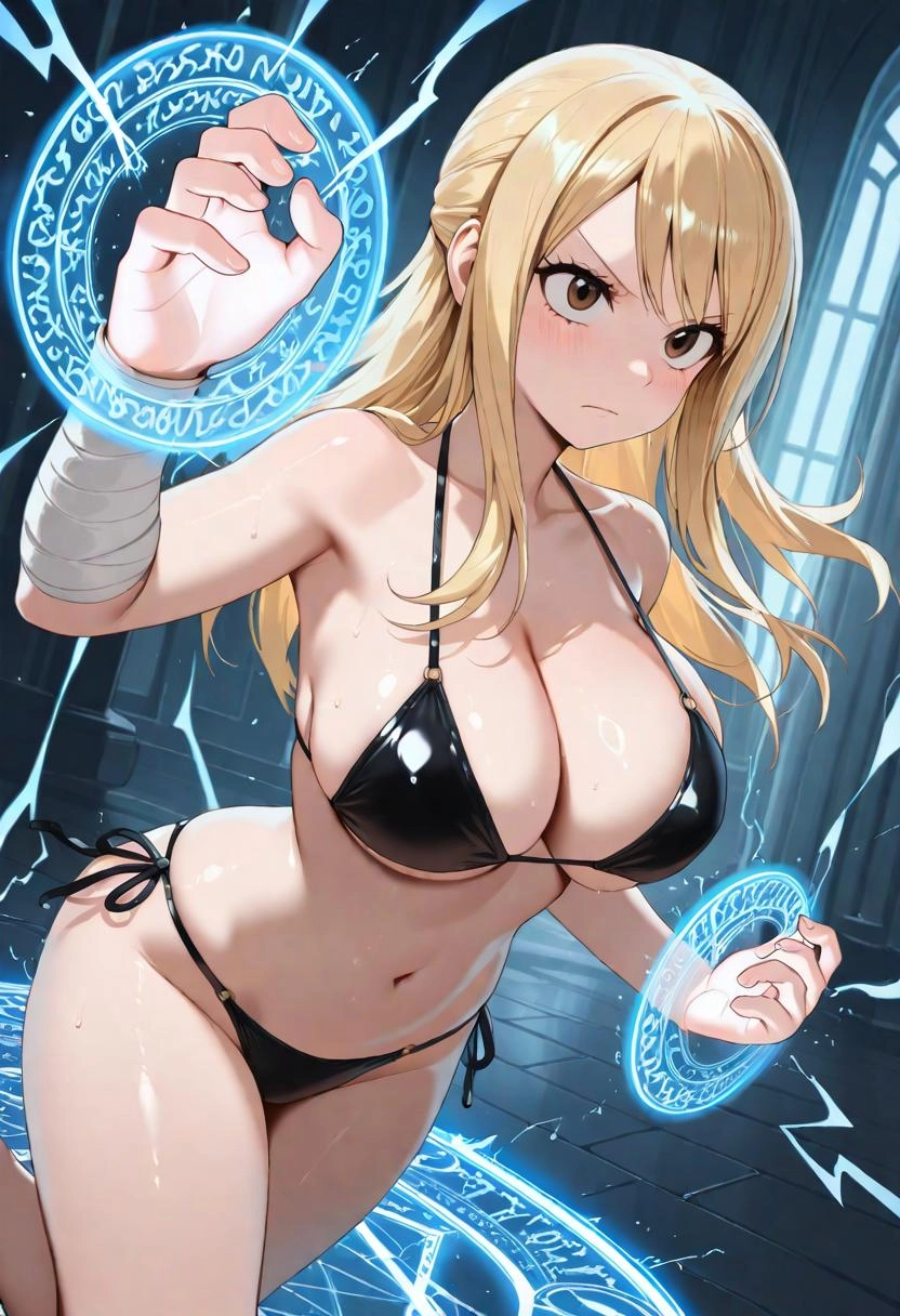 (masterpiece), best quality, expressive eyes, perfect face, 1 girl, solo, Lucy Heartfilia, blonde, long hair, brown eyes