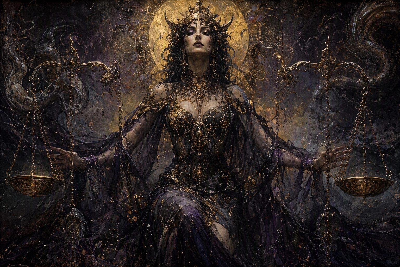 Oil Painting. Stucko. Impasto. Various artistic styles and technic. ♎Libra - A villainous Libra, embodying balance in da
