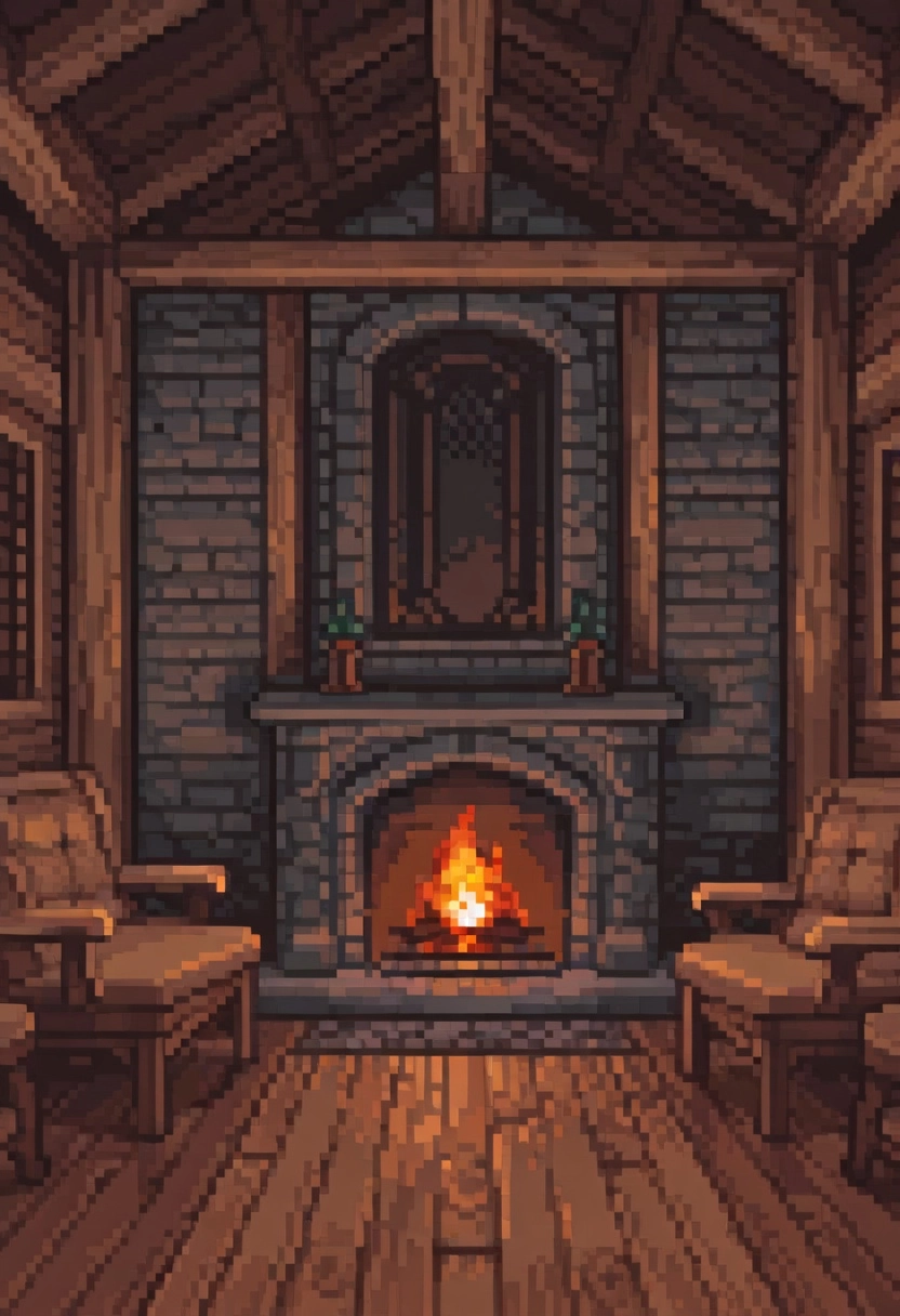cozy tavern interior, fireplace, wooden tables, adventurers drinking
