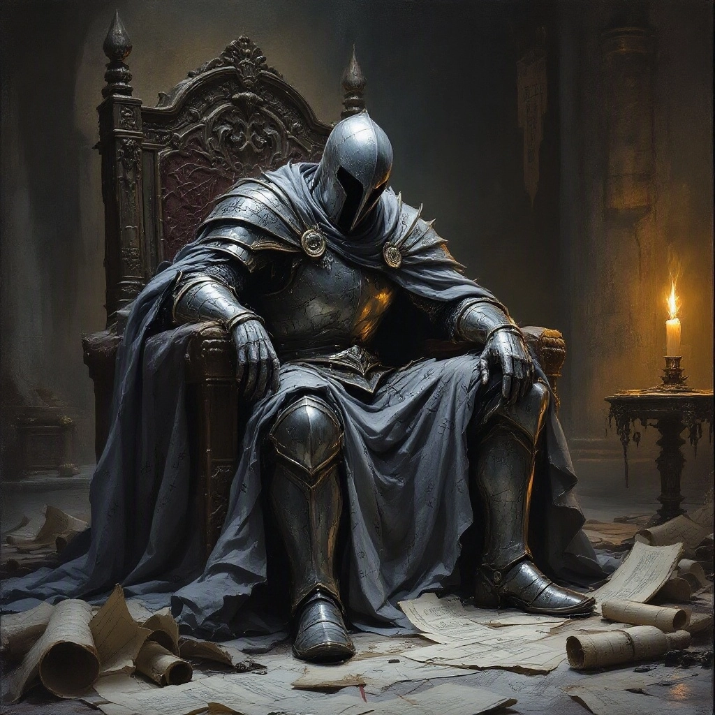 epic dark fantasy oil painting, hyper-detailed painterly brushwork in the style of Frank Frazetta and Greg Rutkowski, kn