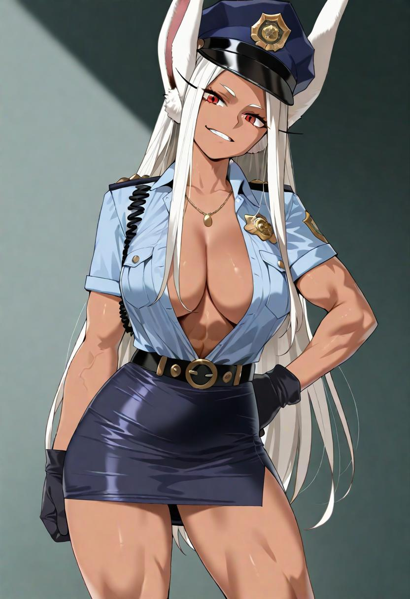 (yd \(orange maru\):1.2), (ratatatat74:0.7), (hara \(harayutaka\):0.6), 1girl, mirko, dark-skinned female, toned, rabbit