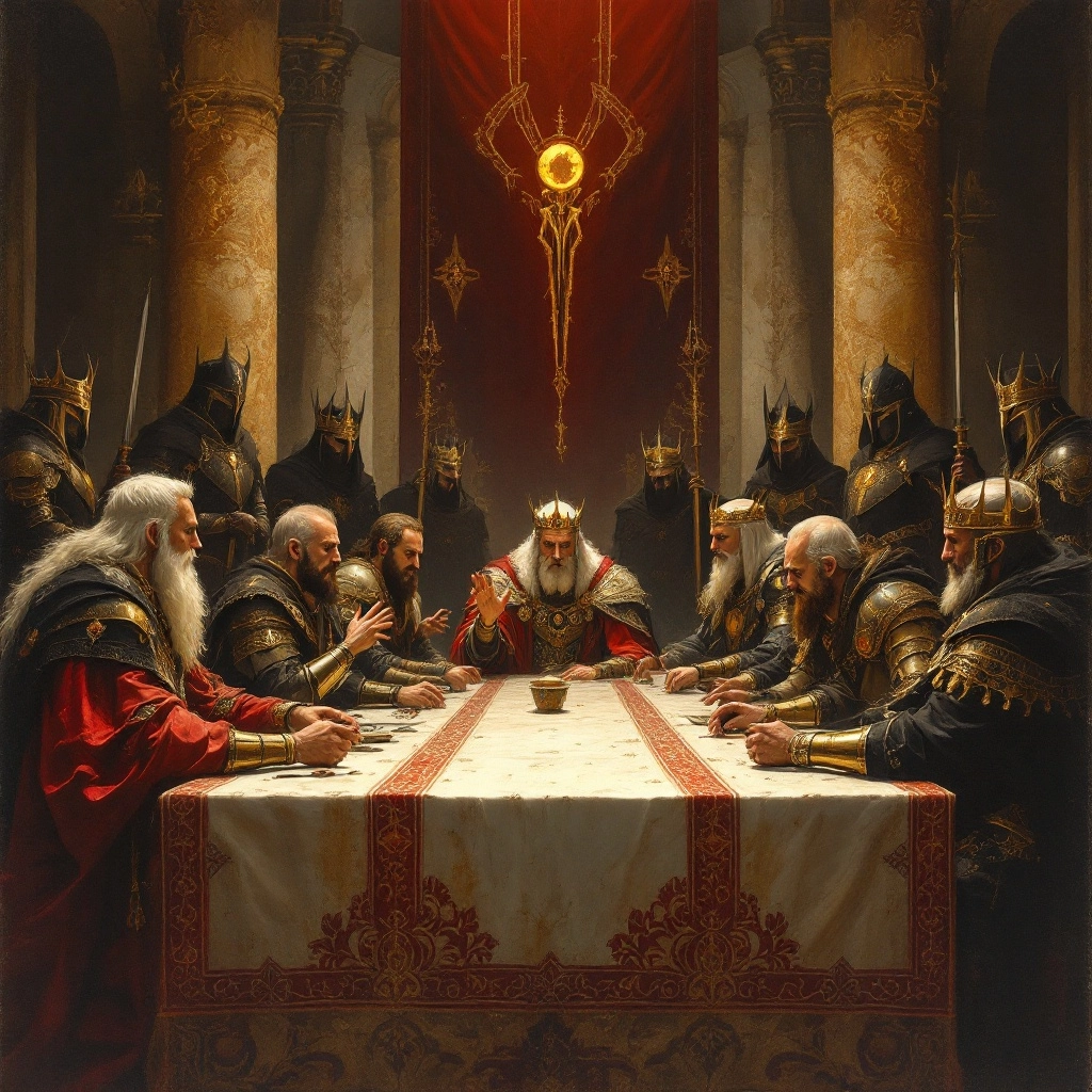 time is holding up and after us BREAK seven kings sit in council with their myriad of cultural armor ranging from decade