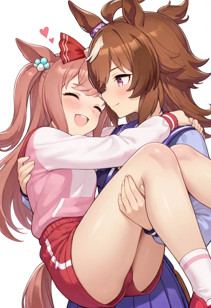 2girls, Agnes Digital(Umamusume), Shinko Windy(Umamusume), princess carry, in love 