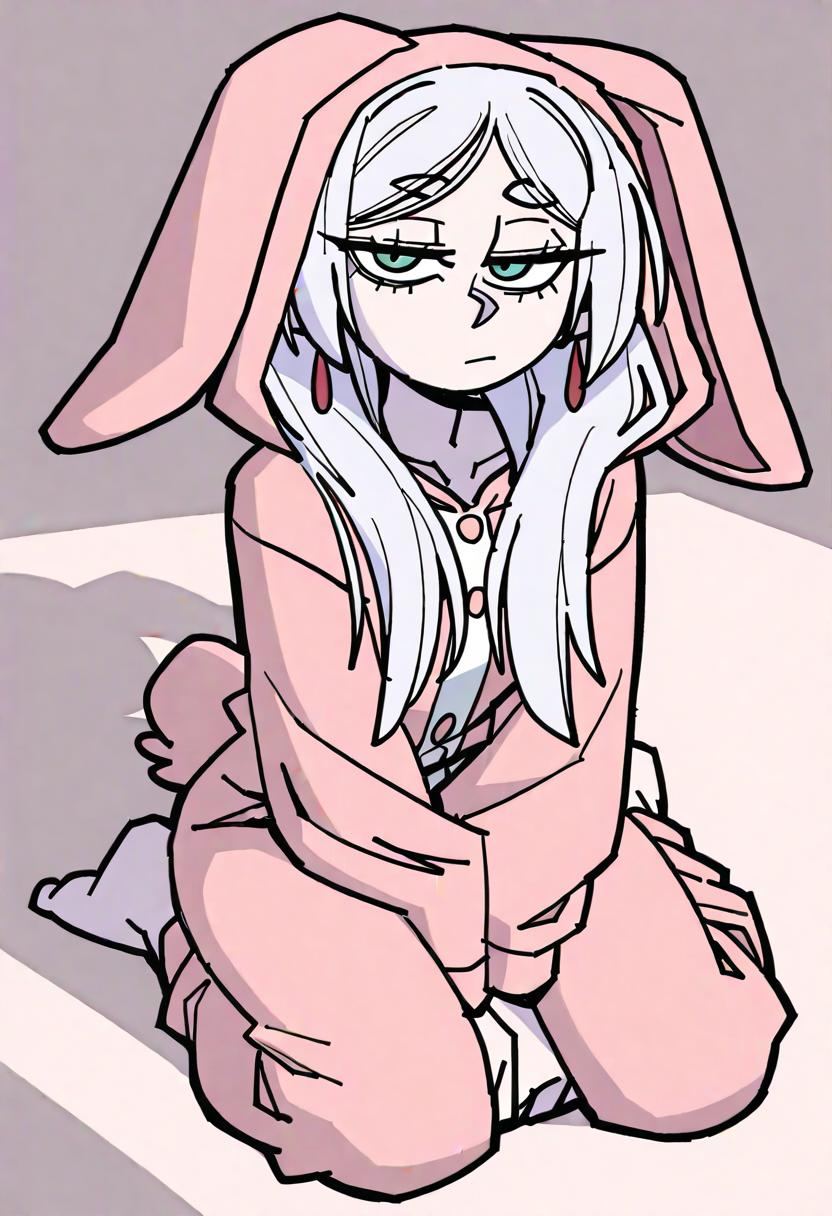 masterpiece, best quality, very aesthetic, absurdres, Vanripper, Vanitaker, 1girl, Frieren, Sousou no Frieren, rabbit on