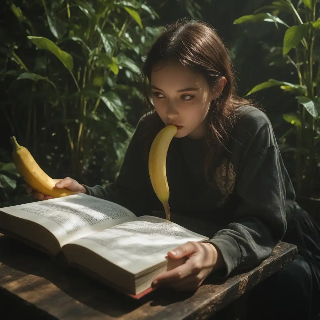CatPony-Real image: Monkey reading a book on banana cultivation