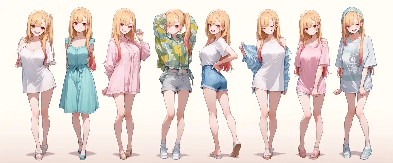Hassaku (Anima) image: Have Marin Kitagawa from dress up my little darling. Have her be casual clothes and have her lifting her shirt showing a…