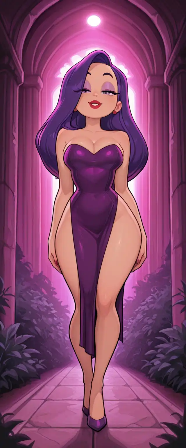 Nova Cartoon XL image: Gorgeous girl, Kawaii, girl, cute face, cute girl, completely naked, full body ((Jessica Rabbit))