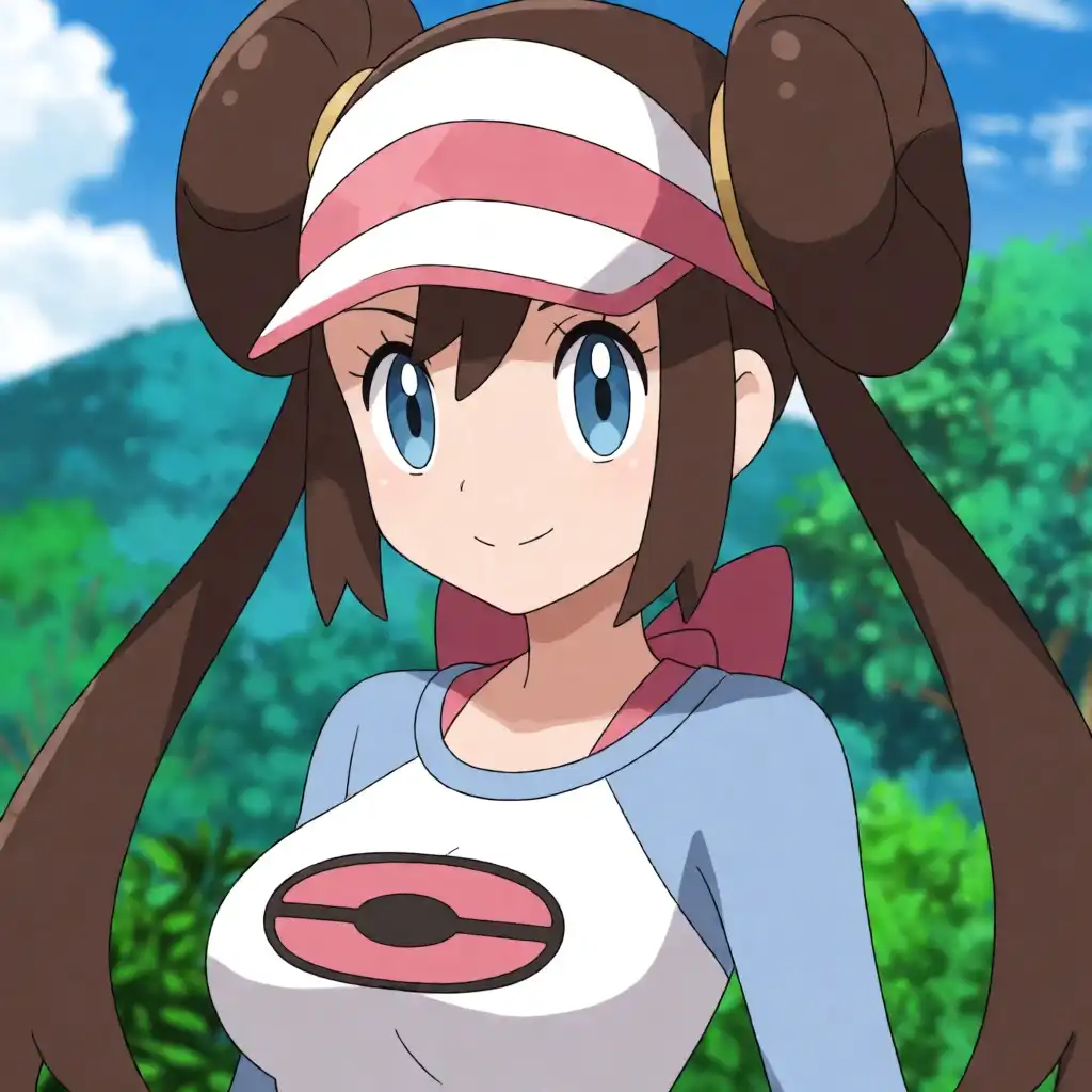 Krea 2 Turbo image: Rosa (Pokemon), nude body, huge boobs, large curves, nature background
