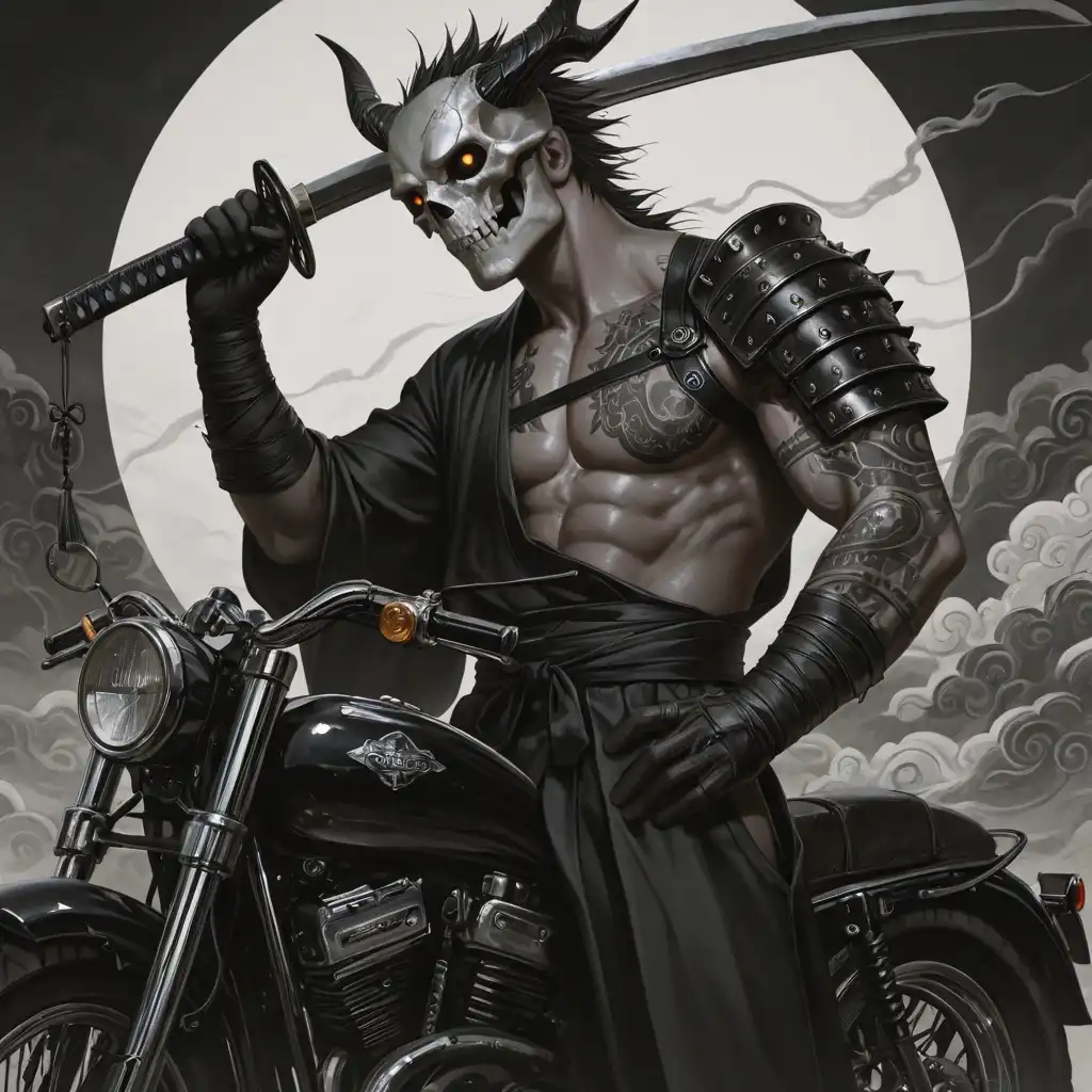 Unholy Desire Mix - Sinister Aesthetic image: 1man, muscular body, full sleeve tattoo from forearm to upper arm and across chest, black and grey tattoo design, terrif…