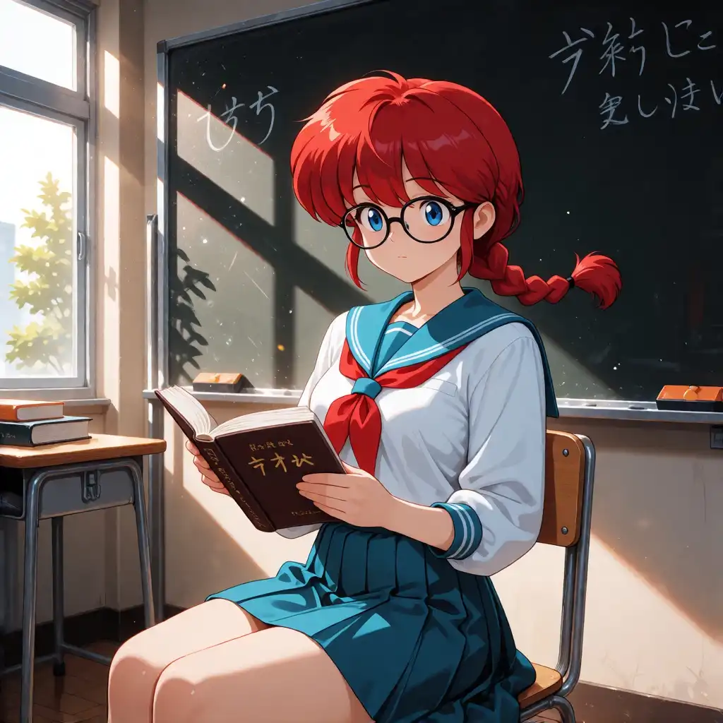 See-Krea2 image: masterpiece,very aesthetic,a digital anime picture of ranma-chan, she is a beautiful woman with red hair and a single br…