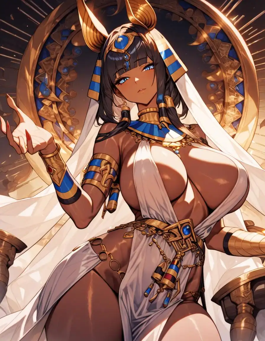 Animagine XL image: sexy Egyptian goddess with huge breasts