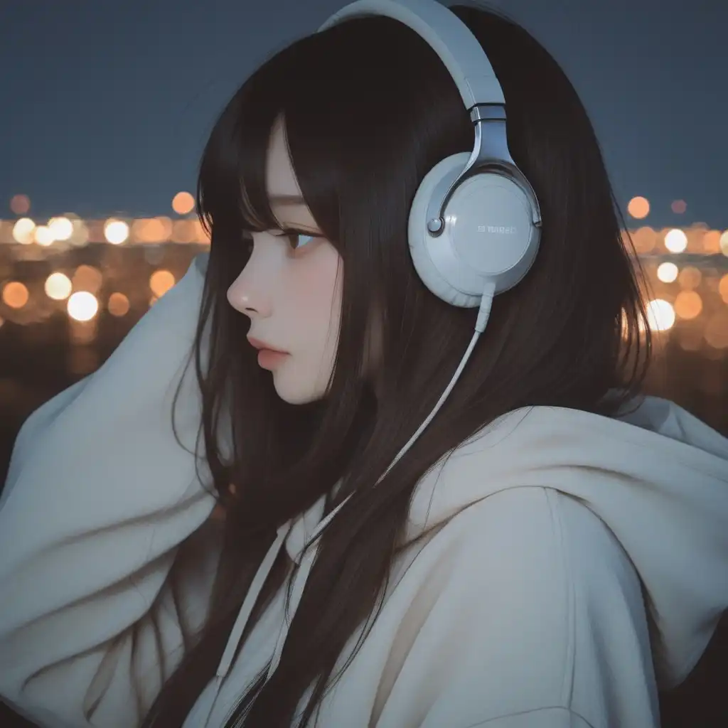 ExcelaXL image: boy, oversized hoodie, wearing headphones,