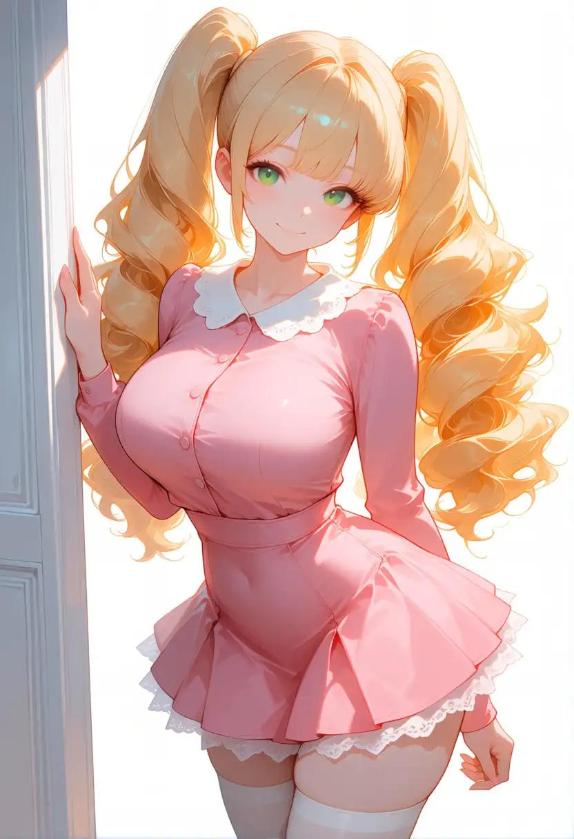 Hassaku (Anima) image: Anime-style digital painting of a beautiful young woman with fair skin, large breasts and curvy figure, long voluminous …