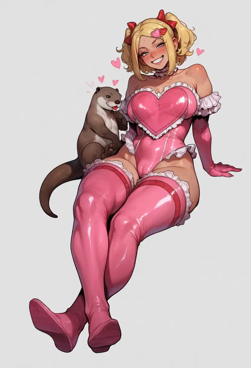 illustraVERSA image: score_9, score_8_up, score_7_up, score_6_up, score_5_up, score_4_up, otter, neutral background, sexy titts, smile, heart…