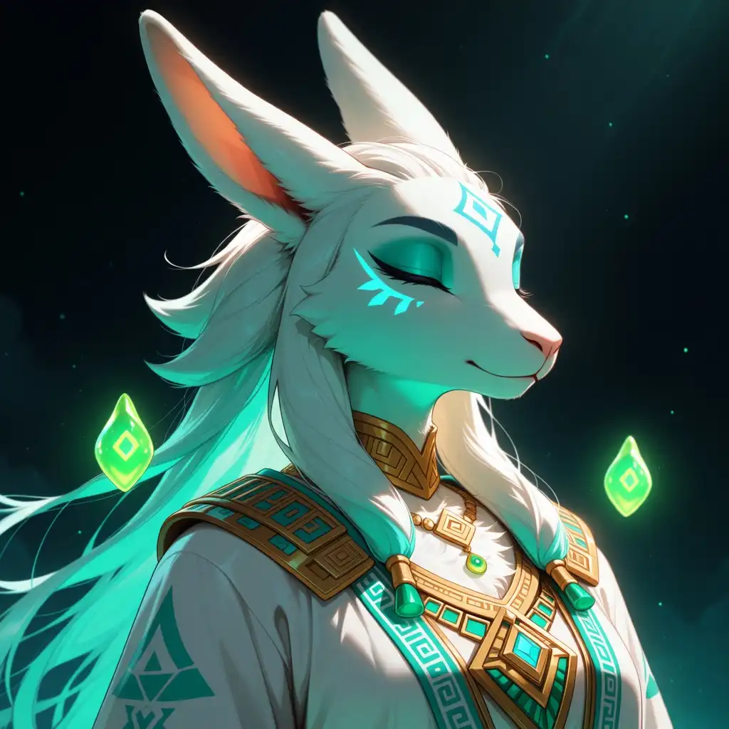 Nova Furry AM image: Prompt: A hyper-realistic, highly detailed cinematic portrait of a Zonai character from The Legend of Zelda, divine anth…