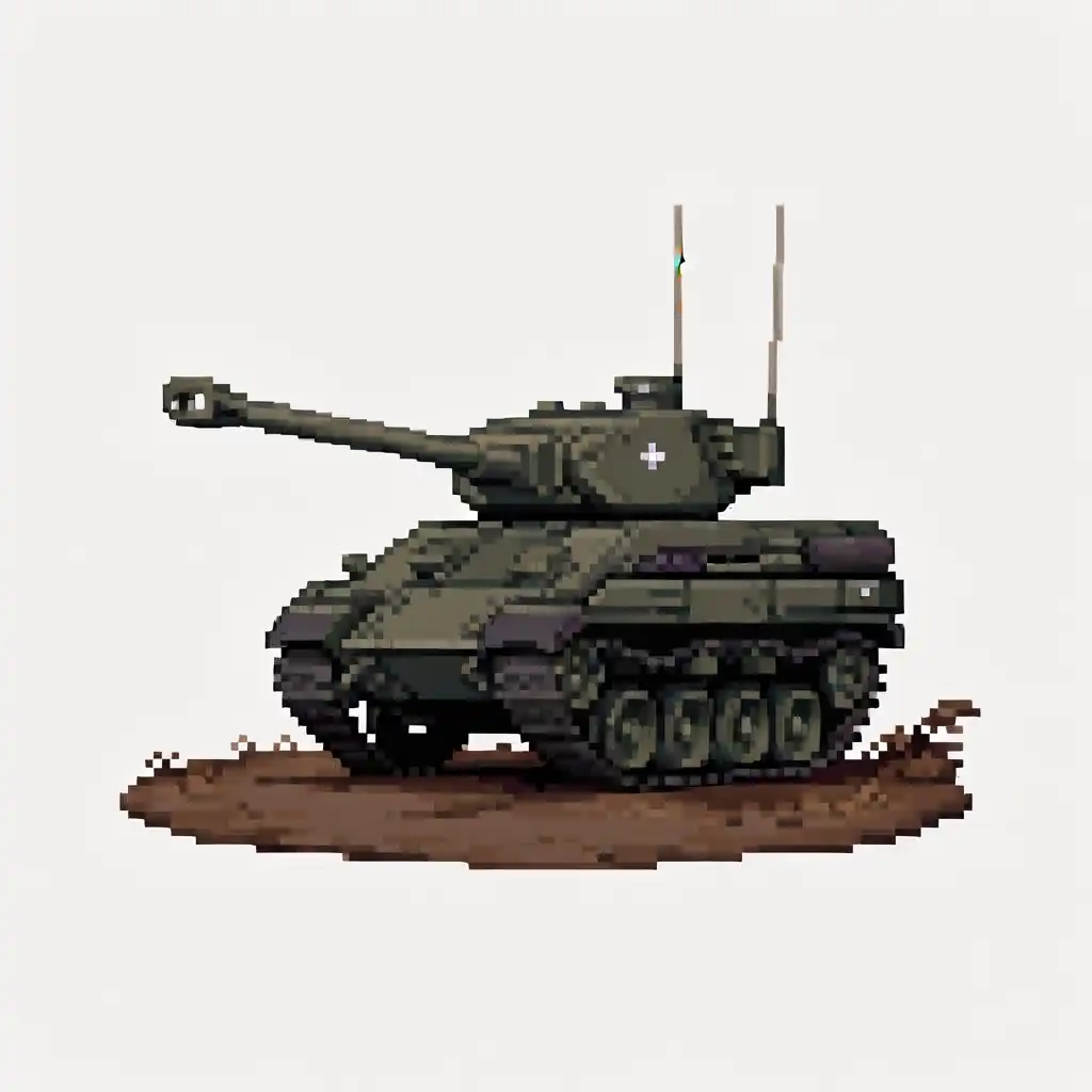 Nova Pixels XL image: Orthographic 3 quarters view Projection. Strategy game style art. sci-fi combat tank. Tracked tank with two large flamet…