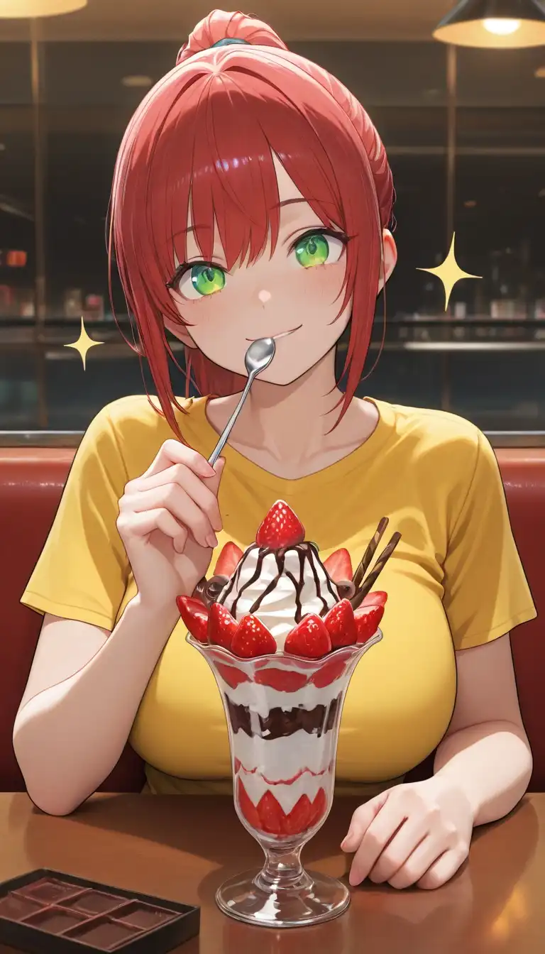 Unholy Desire Mix - Sinister Aesthetic image: (masterpiece, best quality:1.2), 3d anime render, ,vibrant cel-shaded illustration. A gorgeous cute girl, red hair, pony…