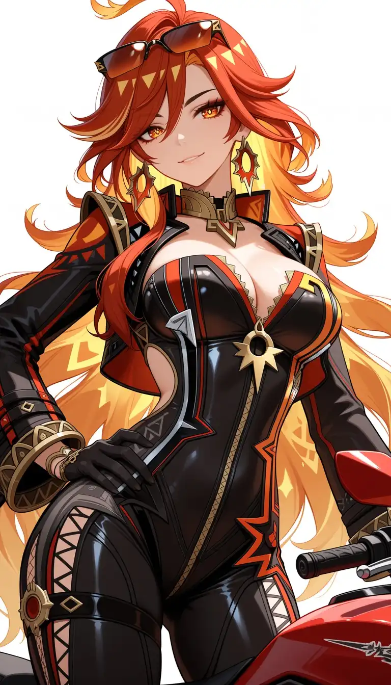 Unholy Desire Mix - Dark Serenity image: score_9, score_8_up, score_7_up, score_6_up, source_anime, 1girl, solo, mavuika (genshin impact), red hair, long hair, o…