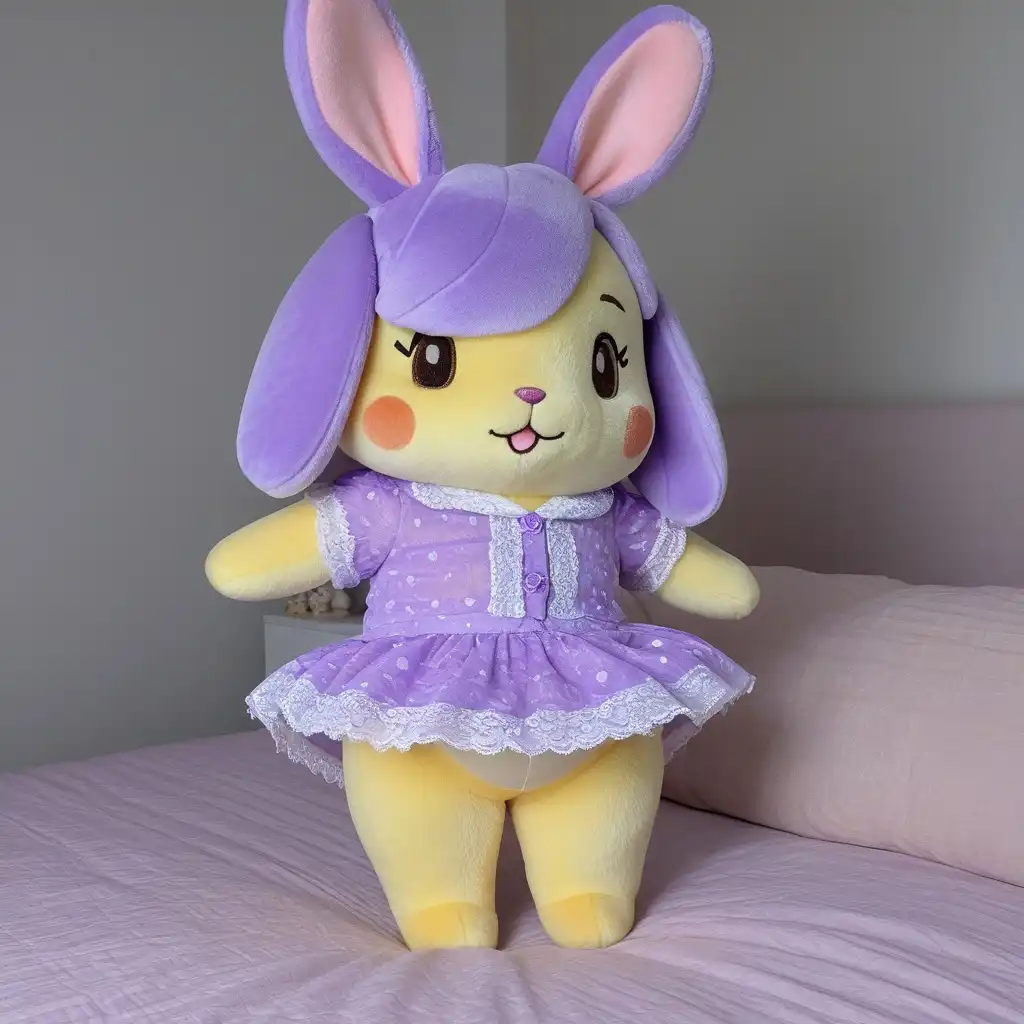 ReaPony image: POV, chibi Plush video, craft plush photo, POV vr plush light purple bunny from animal crossing in position bent over fa…