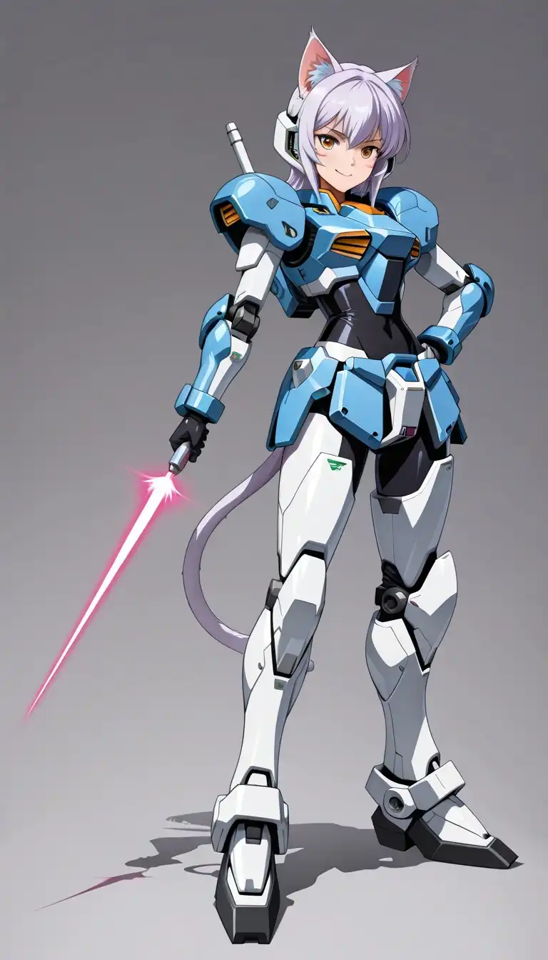 SteinCustom image: 1girl, kawaii Japanese catgirl, Gundam 0078 theme armour, holding laser sword, cute pose, anime style, mech armor detail…