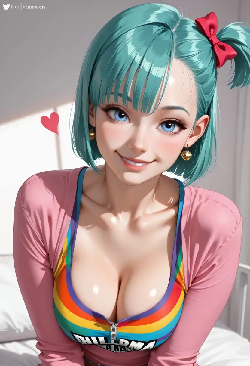 SteinCustom image: realistic bulma, sexy, smile, rainbow costume, heart