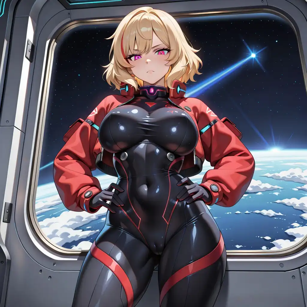 SteinIllustrious image: masterpiece, best quality, absurdres, 1 girl, looking serious at the viewer, perfect natural mid-sized breasts, wearing …