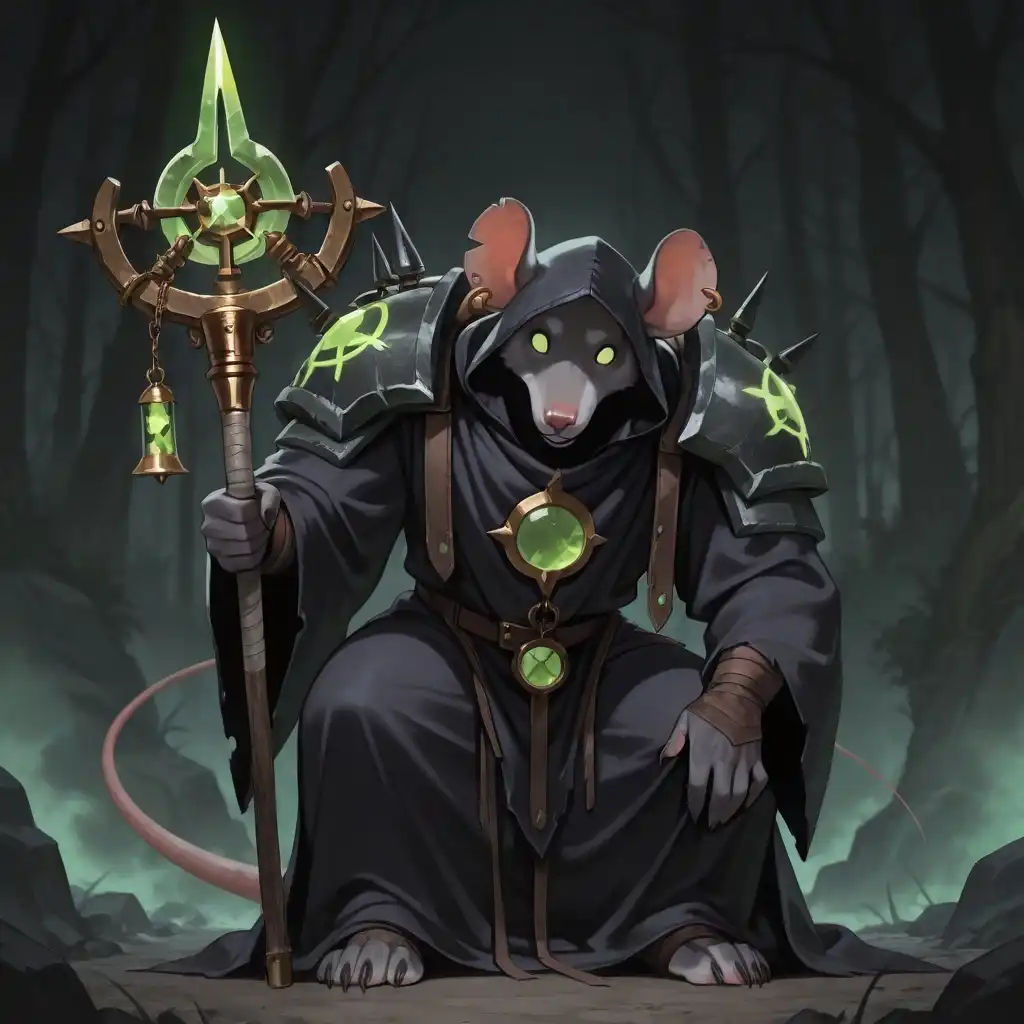 Nova Furry XL image: Thanquol, Warhammer Skaven Grey Seer, anthropomorphic rat, clearly rat-like face with long pointed snout, large round ea…