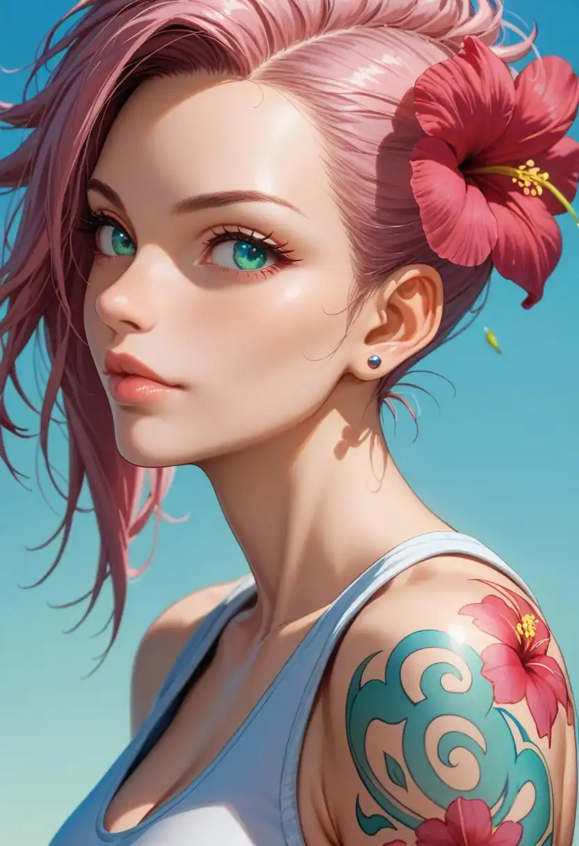 Pony Diffusion V6 XL image: score_9, score_8_up, score_7_up, extreme close-up Portrait of a beautiful, stunning unique female character. She has lar…